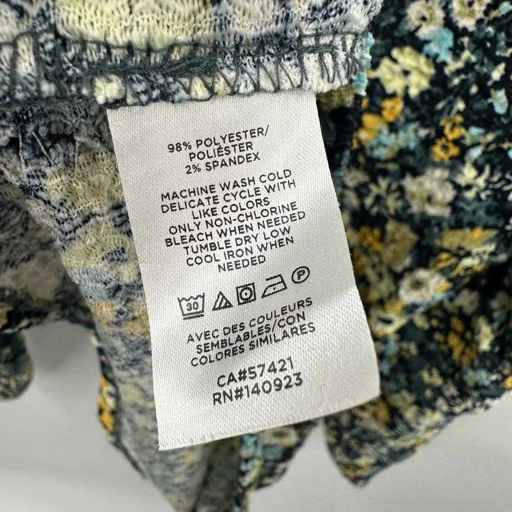 LOFT  Floral Shirred Puff Sleeve Long Sleeve Blouse Top // S